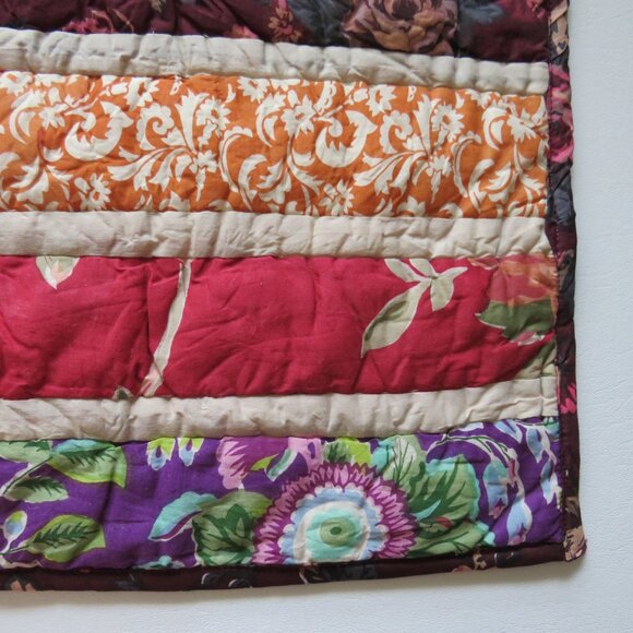 Large Quilted Patchwork Stripes Standard Pillow Case The Company Store Old Stock - Picture 4 of 16